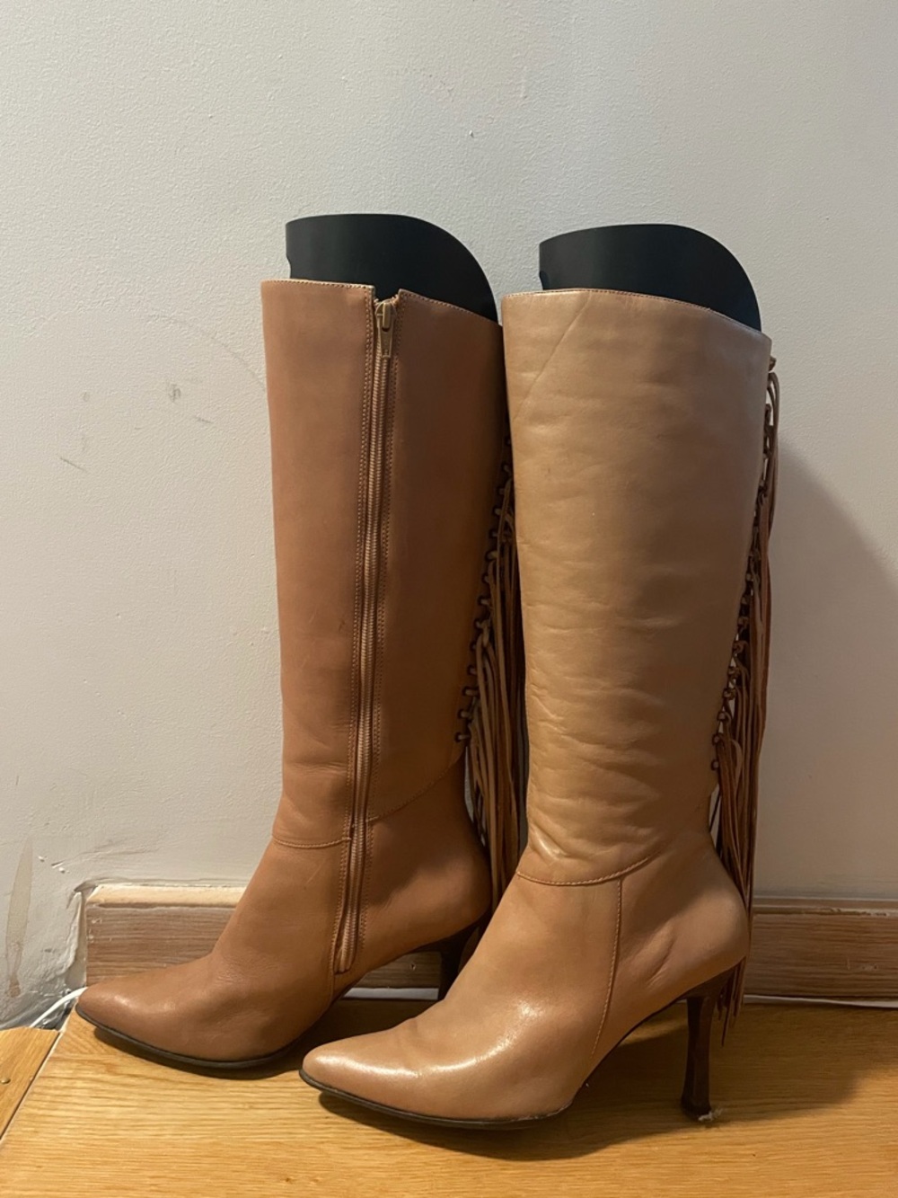 Vintage Women's Tall Fringe Leather Boots - 6.5
